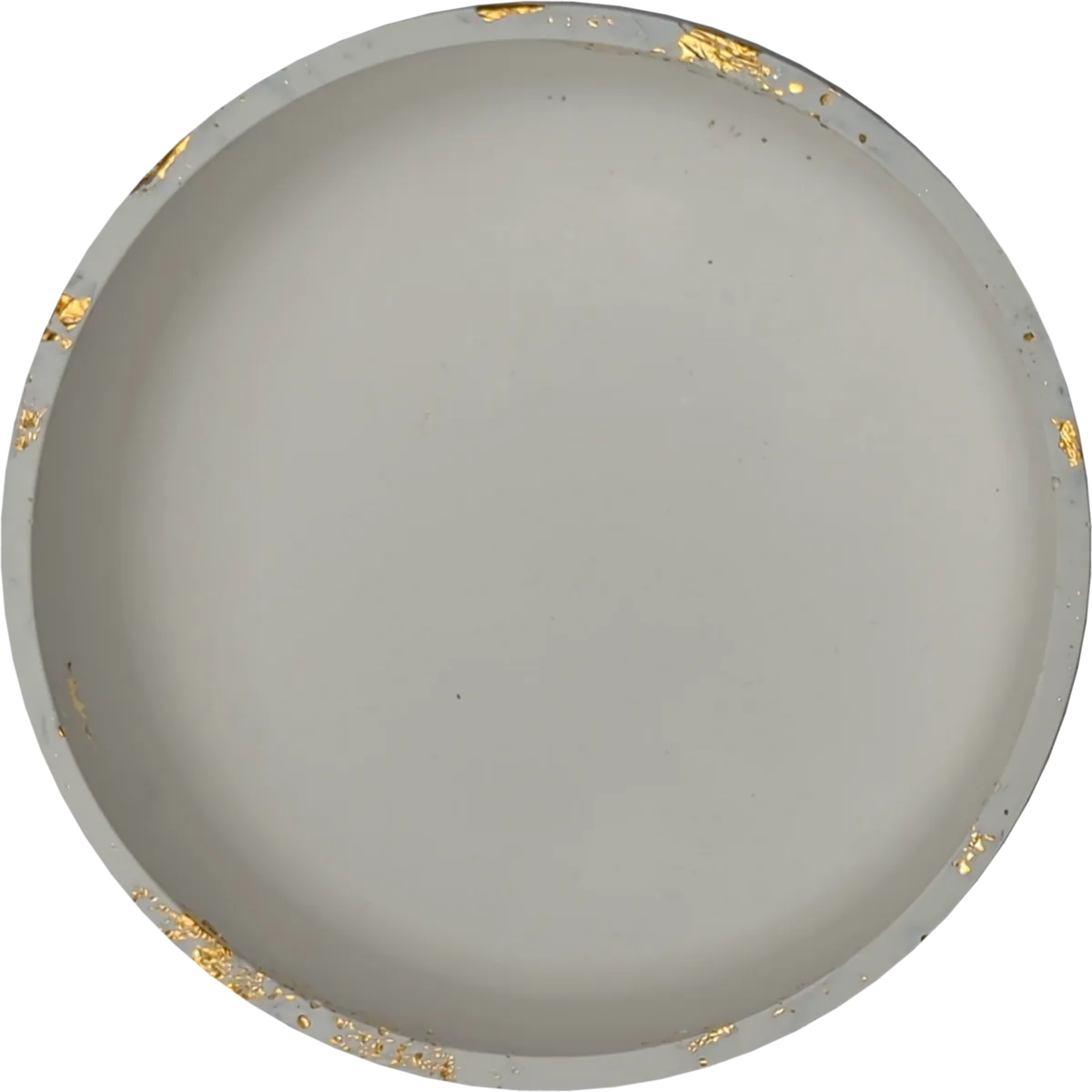 Empty hand-cast ceramic pot with gold leaf on the rim