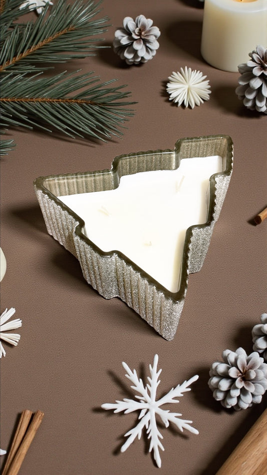 Lagazuoi silver Christmas tree ceramic pot candle