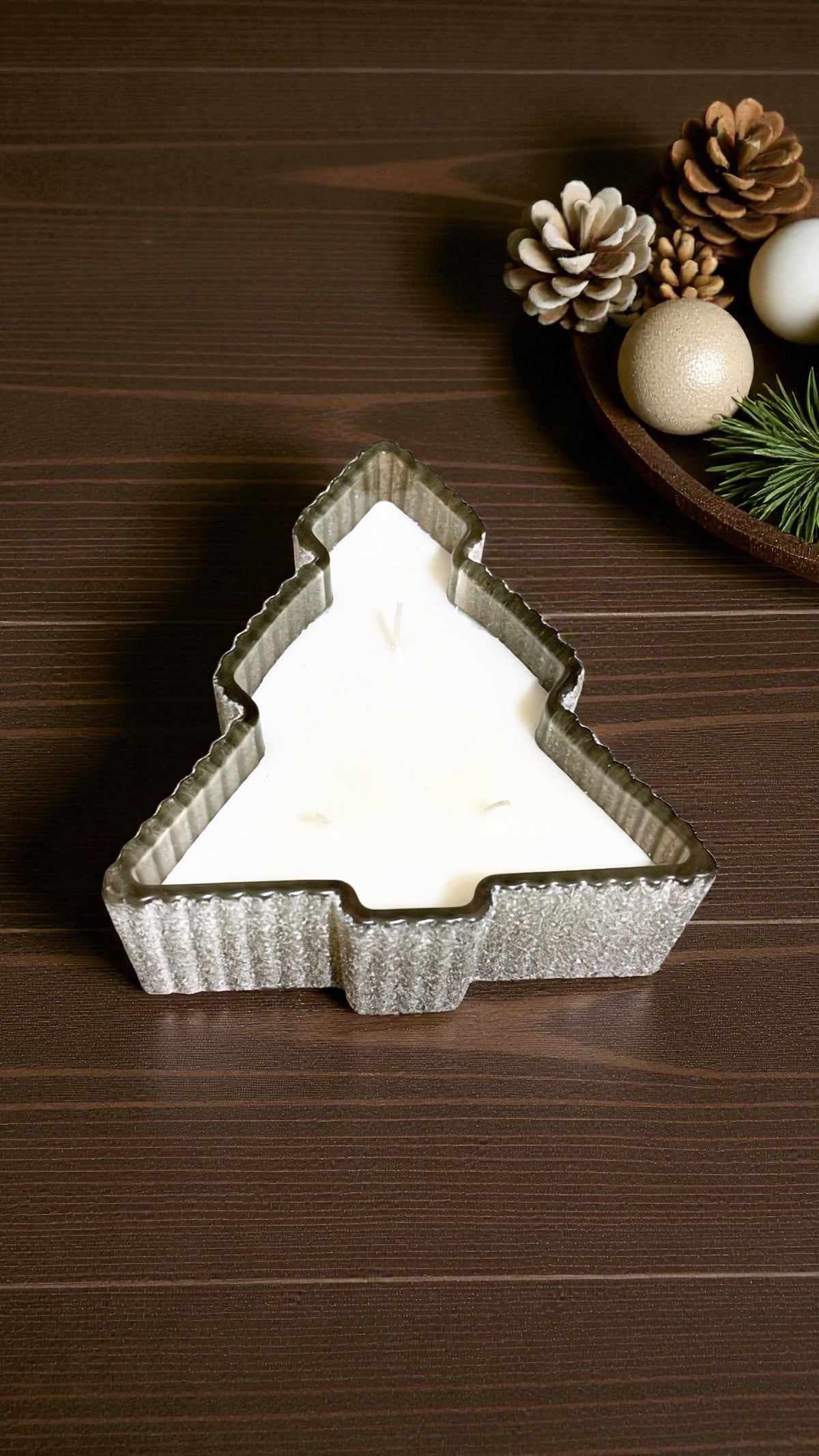 Lagazuoi silver Christmas tree ceramic pot candle — photo 4