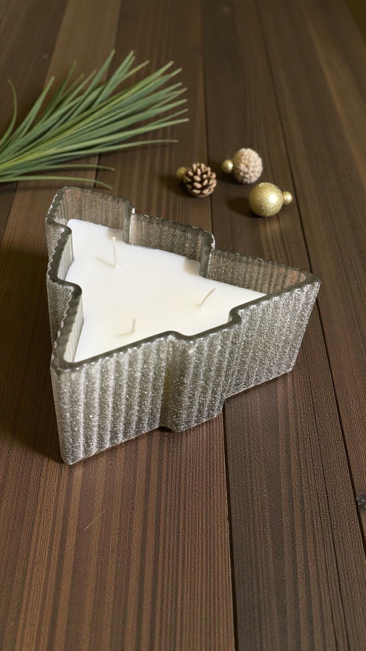 Lagazuoi silver Christmas tree ceramic pot candle — photo 5