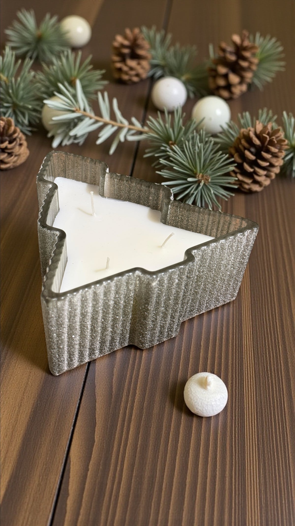 Lagazuoi silver Christmas tree ceramic pot candle — photo 7