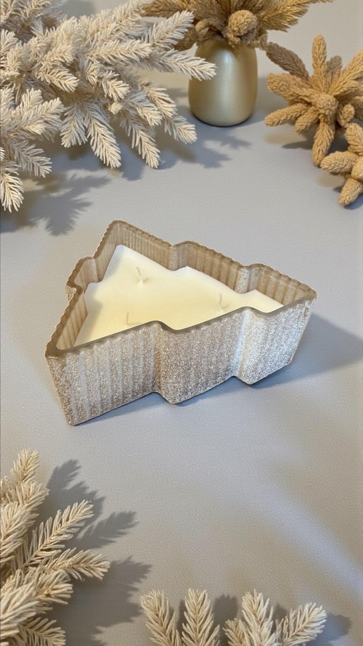 Lagazuoi gold Christmas tree ceramic pot candle — photo 10