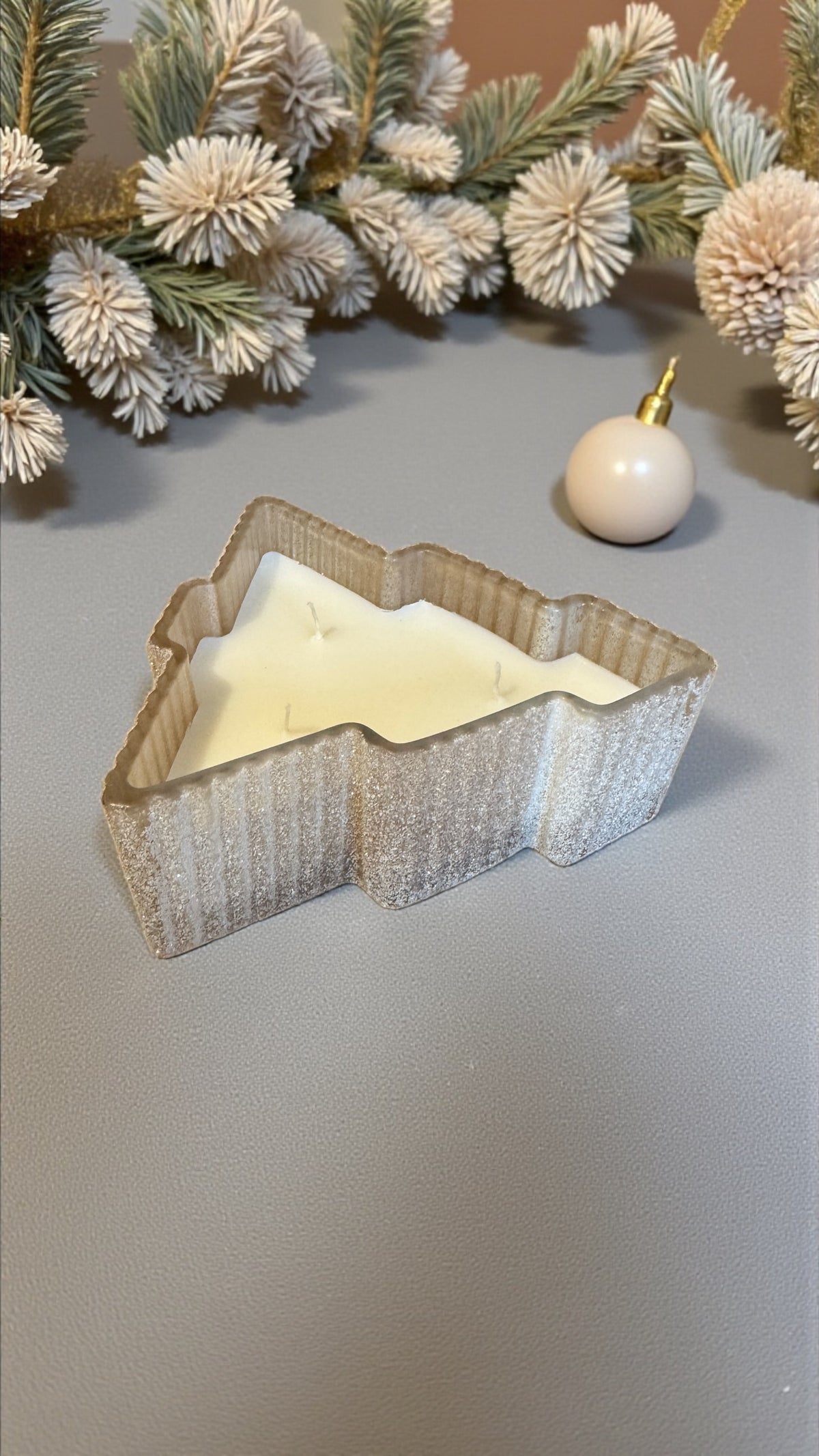 Lagazuoi gold Christmas tree ceramic pot candle — photo 14