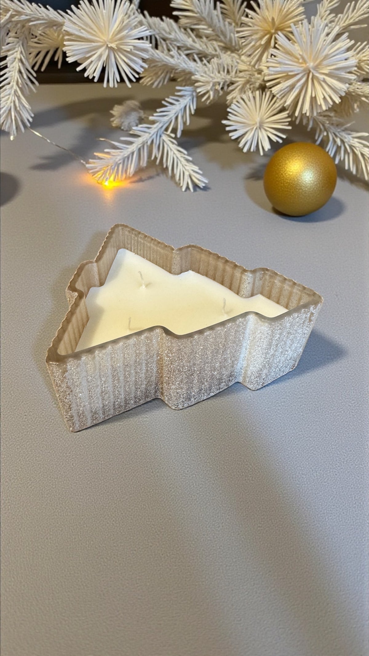 Lagazuoi gold Christmas tree ceramic pot candle — photo 15