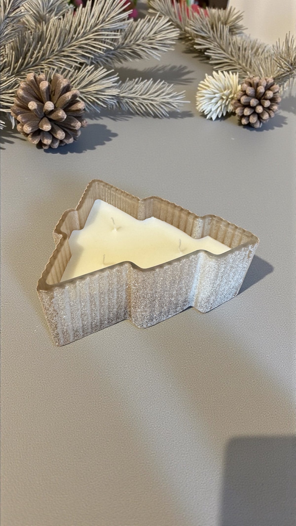Lagazuoi gold Christmas tree ceramic pot candle — photo 7