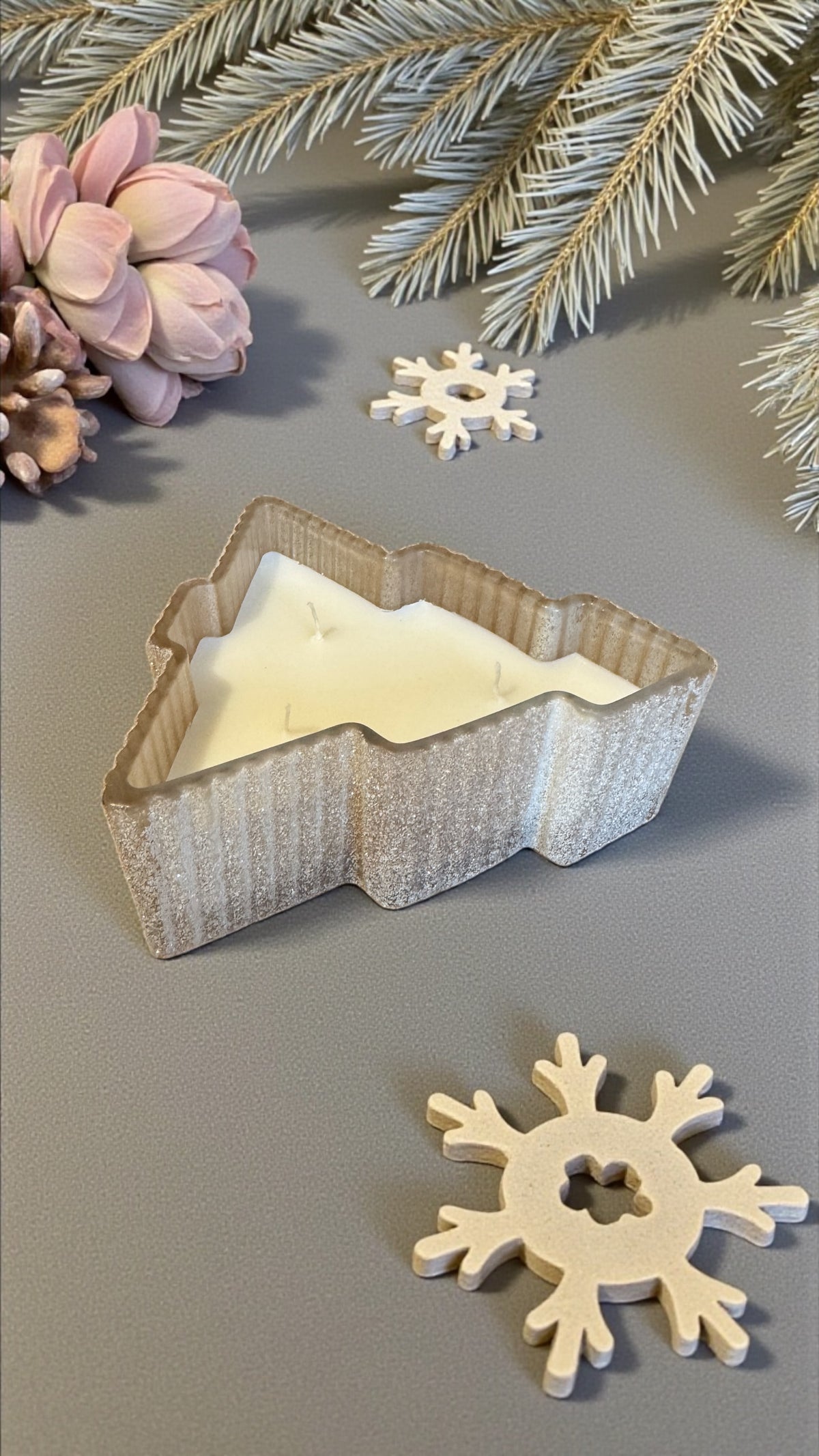 Lagazuoi gold Christmas tree ceramic pot candle — photo 8