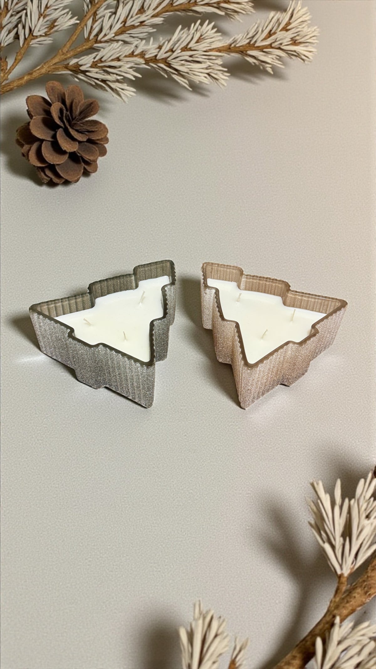 Lagazuoi Christmas tree ceramic pot candle, silver and gold — photo 10