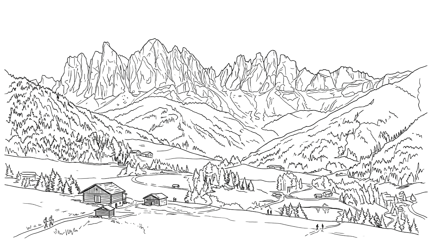 Rosengarten — handmade candle illustration, Dolomites Glow