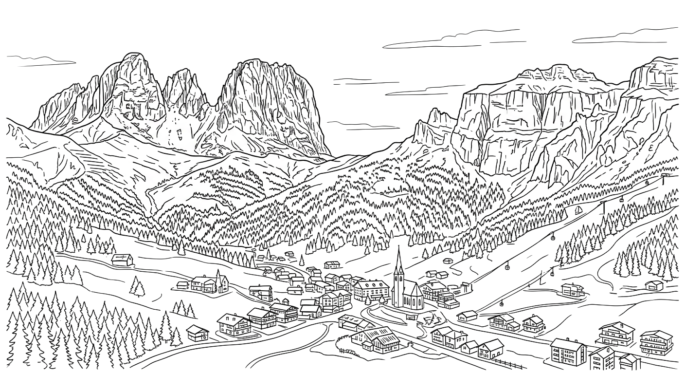 Selva — handmade candle illustration, Dolomites Glow