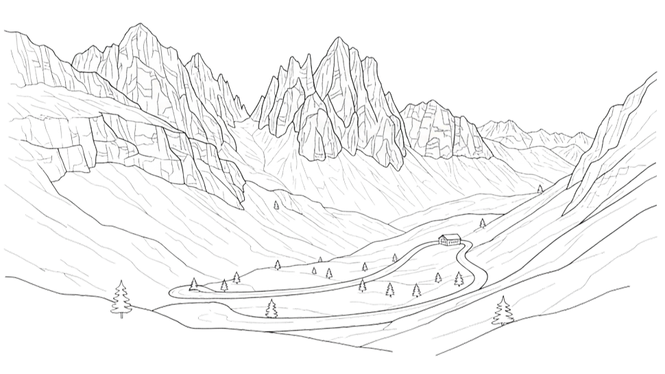 Falzarego — handmade candle illustration, Dolomites Glow