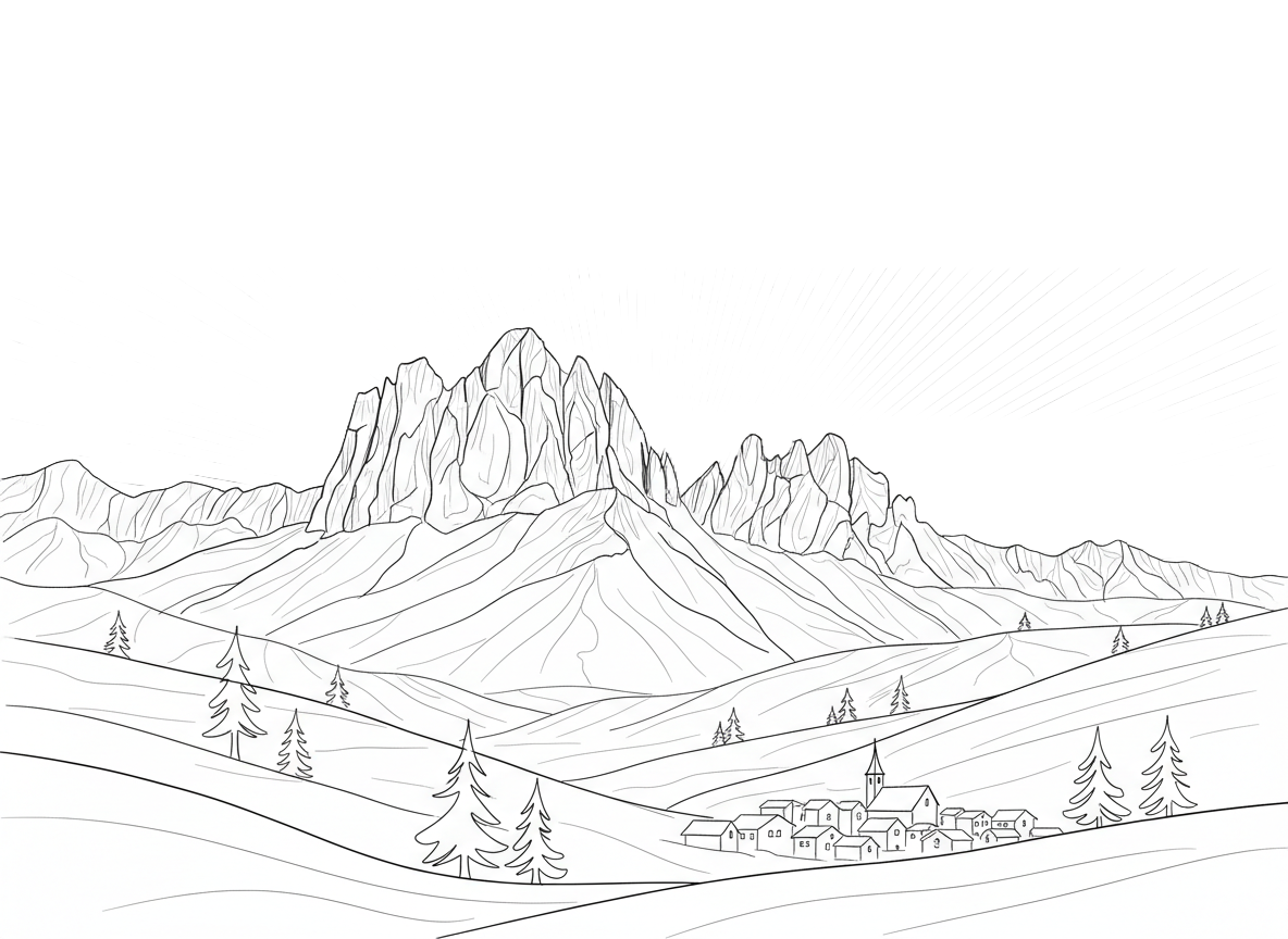 Enrosadira — handmade candle illustration, Dolomites Glow