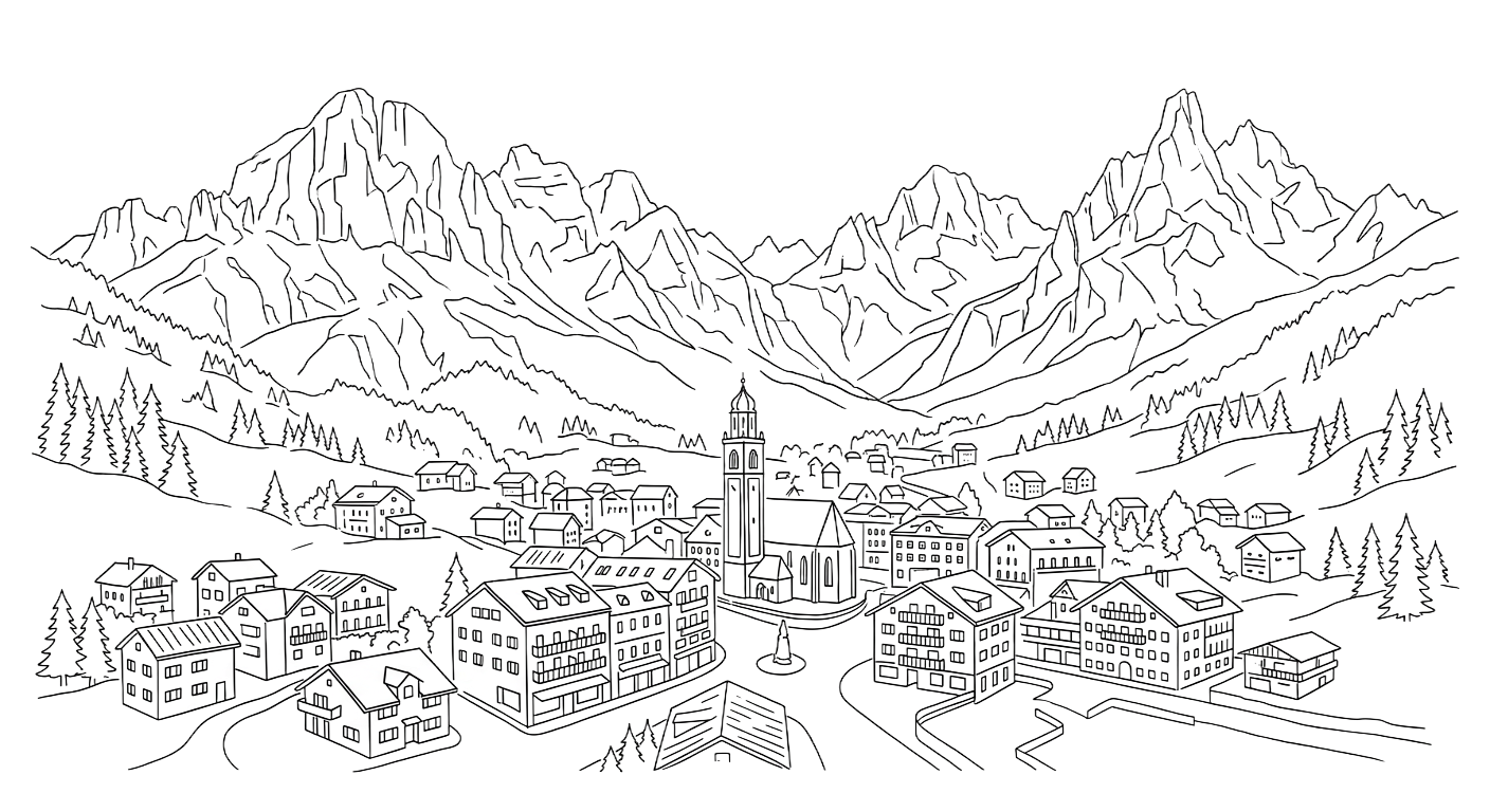 Cortina — handmade candle illustration, Dolomites Glow