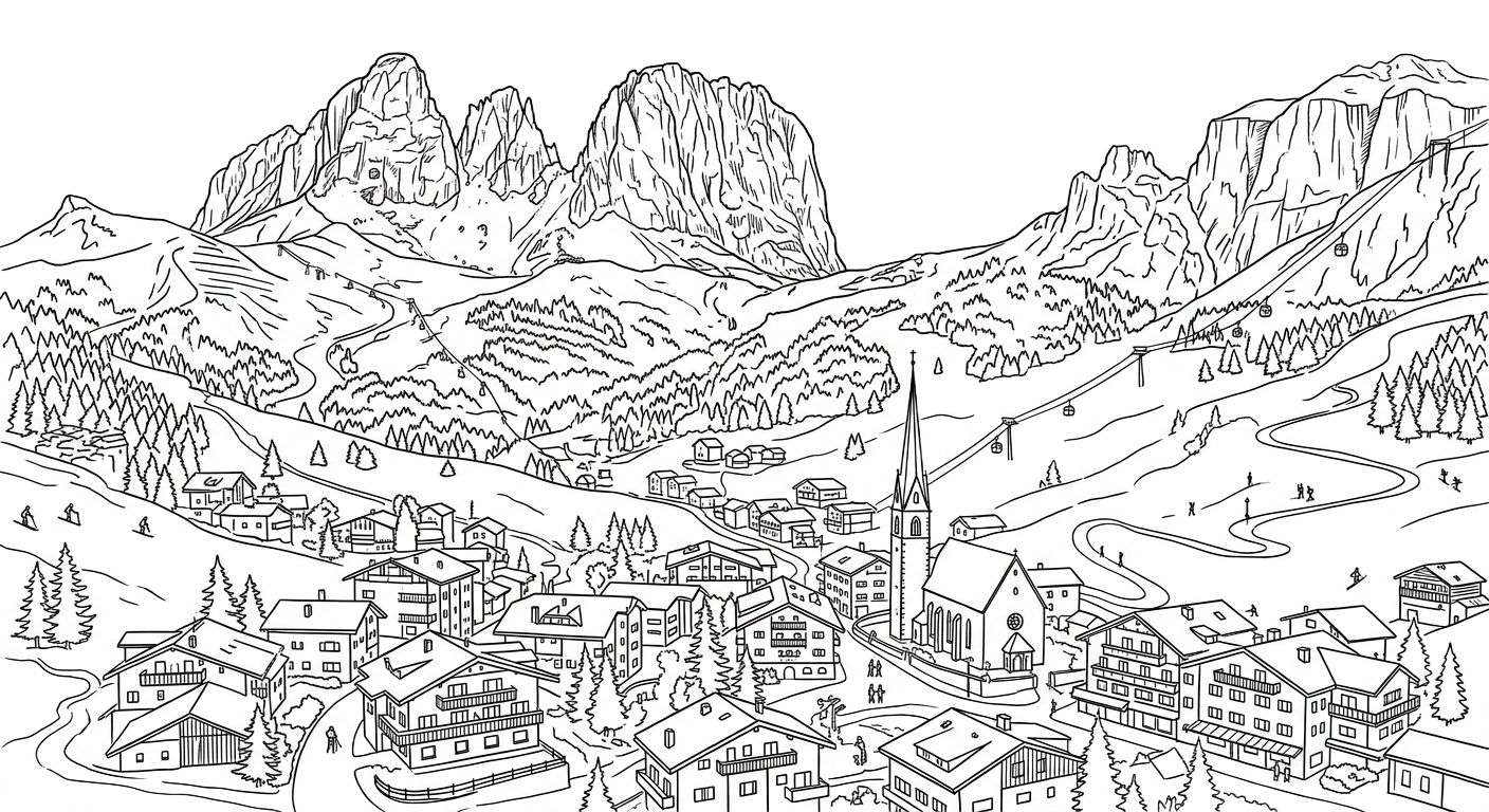 Ortisei — handmade candle illustration, Dolomites Glow